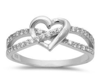 Personalized Sterling Silver Infinity Twist With Heart Ring- Free Engraving