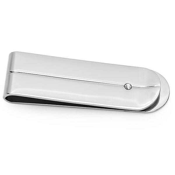 Stainless Steel Small Money clip with Cubic Zirconia