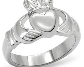 Personalized Stainless Steel Claddagh Ring - Free Inside Engraving