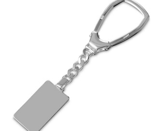 Personalized Sterling Silver High Polish Rectangle Keychain