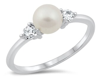 Personalized 925 Sterling Silver Ring with Freshwater Pearl