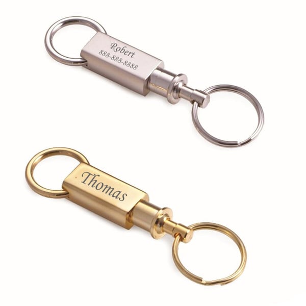 Personalized Quality Valet Key Ring Silver and Gold Plated - Free Engraving