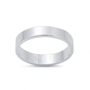 Personalized .925 Sterling Silver Flat Band Ring Free Engraving 4mm