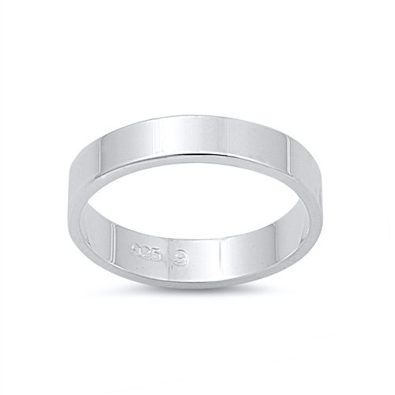 Personalized .925 Sterling Silver Flat Band Ring Free Engraving 4mm
