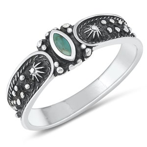 Personalized Quality 925 Sterling Silver with Genuine Turquoise Ring