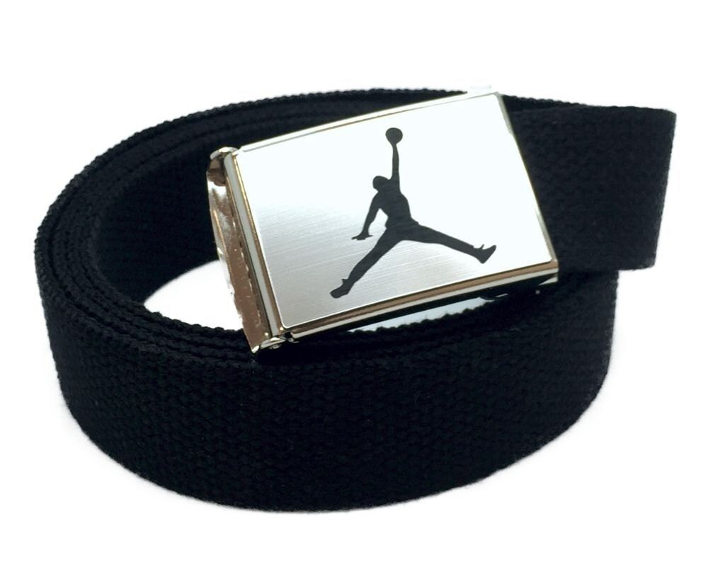 Custom Made Jordan Logo Canvas  Belt & Buckle Etsy