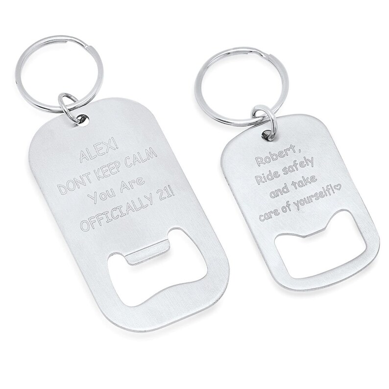 Personalized Stainless Steel Bottle Opener Keychain Free Etsy
