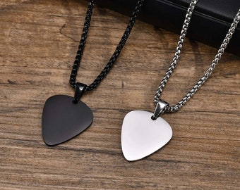 Personalized Stainless Steel Guitar Pick Necklace - Free Engraving