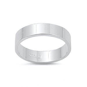 Personalized .925 Sterling Silver Flat Band Ring Free Engraving 5mm