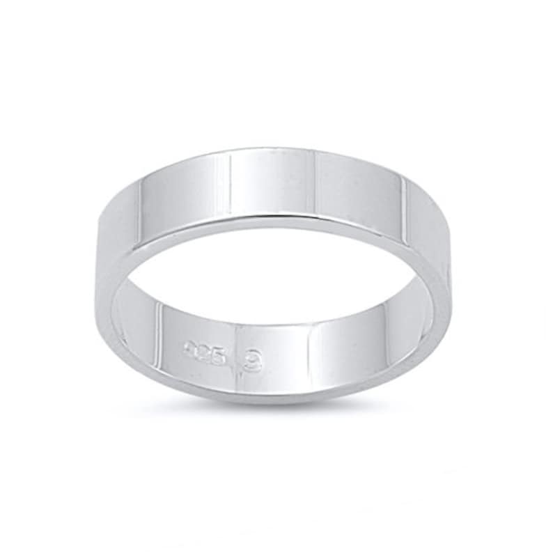 Personalized .925 Sterling Silver Flat Band Ring Free Engraving 5mm