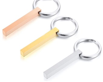 Personalized Quality All Metal Stainless Steel Bar Keychains- Free Engraving