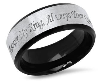 Two Tone Forever My King, Always Your Queen Stainless Steel Promise Ring