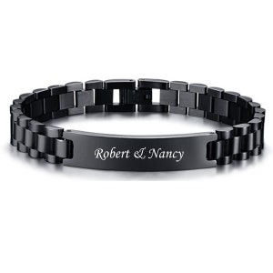 Black engraved bracelet deals