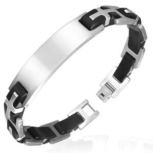 Personalized Stainless Steel and Rubber Bracelet- Free Engraving