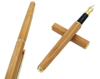 Personalized Luxury Natural Refillable Bamboo Fountain Pen- Free engraving