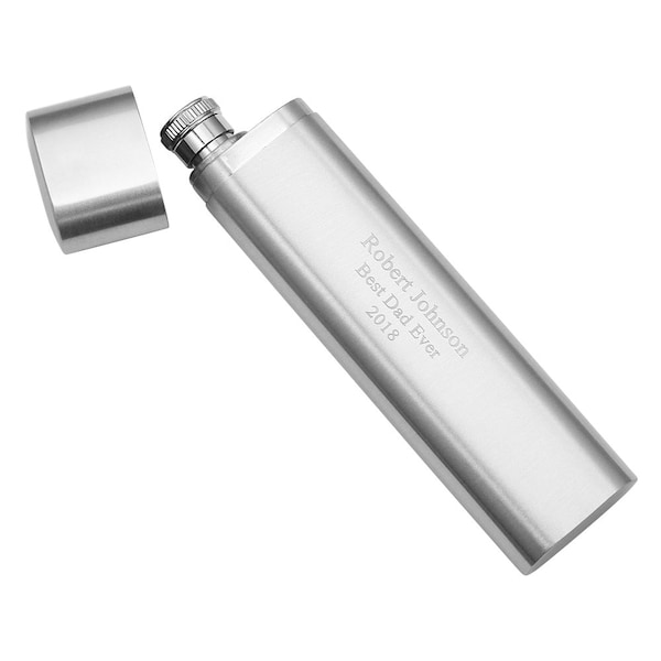 Personalized Portable Stainless Steel 2oz Flask with Cigar Holder