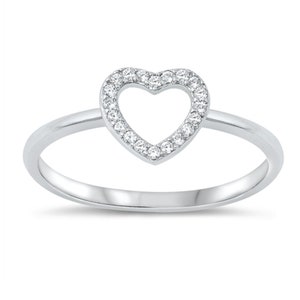 Quality 925 Sterling Silver Hollow Heart Ring