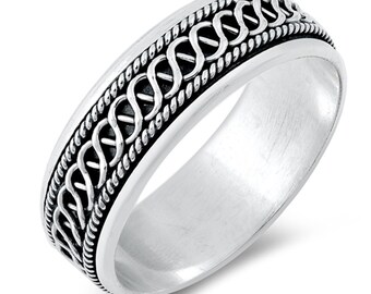 Personalized 7mm Quality 925 Sterling Silver Spinner Ring