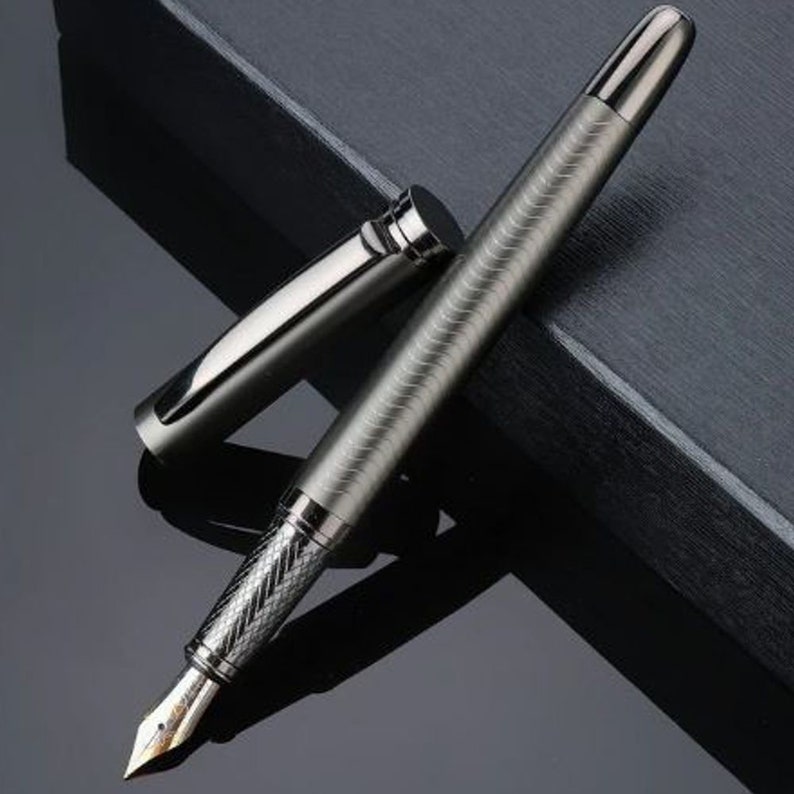Personalized Gunmetal Color Fountain Pen Free Engraving Etsy
