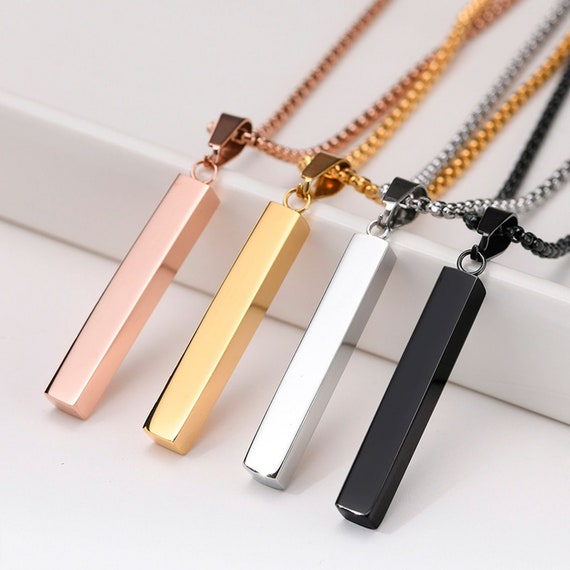 Stainless steel bar necklace deals