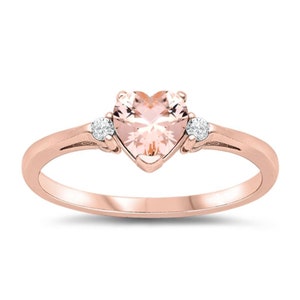 Personalized Quality Rose Gold Plated Sterling Silver Ring with Pink Morganite CZ