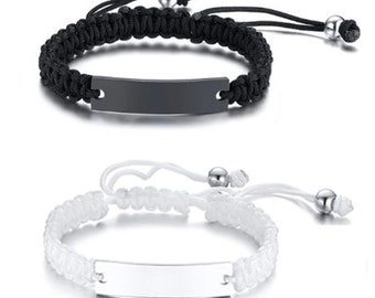 Personalized Braided Adjustable Rope ID Bracelet