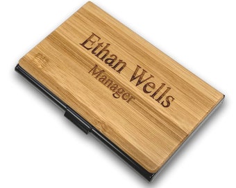 Personalized Quality Bamboo Wood Business Card Holder