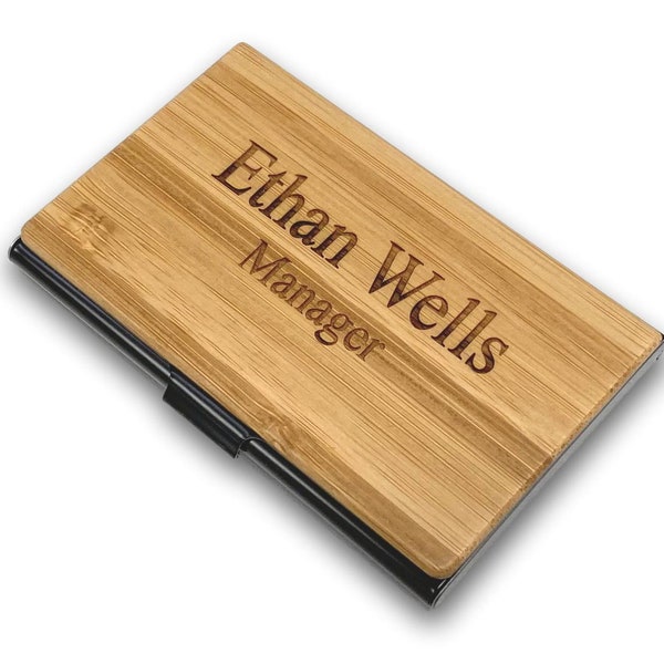 Personalized Quality Bamboo Wood Business Card Holder