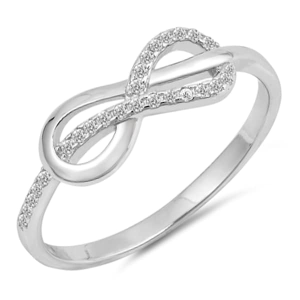 Personalized 925 Genuine Sterling Silver Infinity Knot Ring with CZ