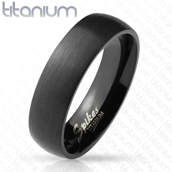 Personalized 6mm Black Brushed Surface Solid Titanium Ring-Free Engraving