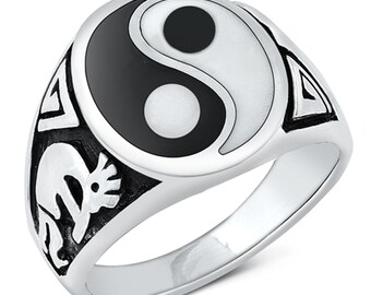 925 Sterling Silver Oxidized Yin Yang Ring