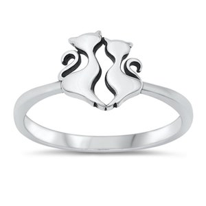 Personalized 925 Sterling Silver Cats Ring