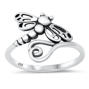 Quality 925 Genuine Sterling Silver Dragon Fly Ring