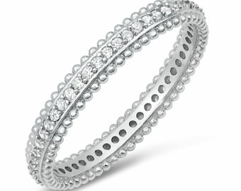 Quality 925 Sterling Silver 3mm Eternity Ring