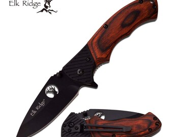 Personalized Quality Elk Ridge Knife with Wood Handle- Free engraving