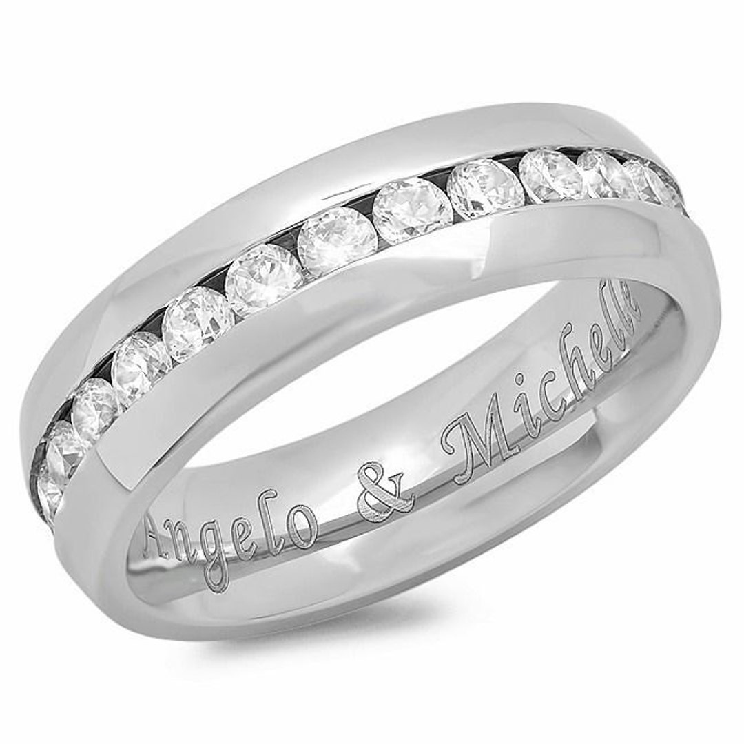 Personalized Stainless Steel Eternity Ring Free Inside Engraving Etsy