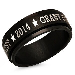 Personalized 8mm Stainless Steel All Black IP Spinner Class Ring