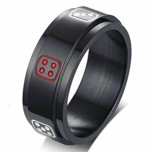 Personalized Quality Stainless Steel Black Dice Spinner Ring