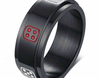 Personalized Quality Stainless Steel Black Dice Spinner Ring