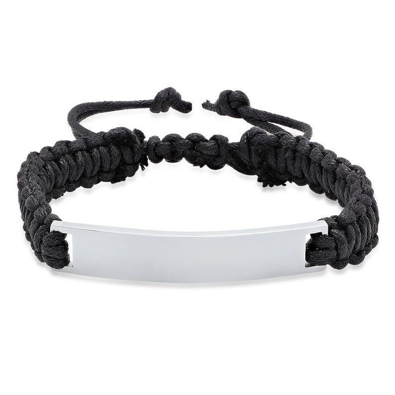 Personalized Braided Rope Bracelet With Stainless Steel ID Etsy