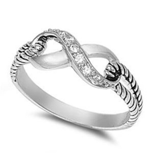 Personalized Sterling Silver Infinity Knot Ring - Free Engraving