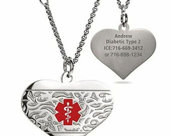 Personalized Quality Stainless Steel Medical Alert ID Necklace