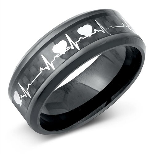 Black on sale heartbeat ring