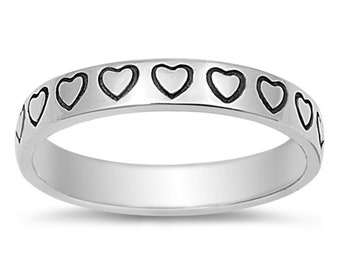 Personalized 925 Genuine Sterling Silver Hearts Ring