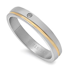 Personalized Stainless Steel 4mm Two Tone Ring - Free Engraving
