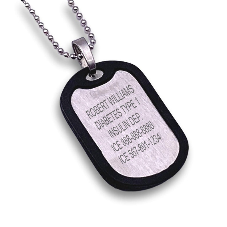 Stainless Steel With Rubber Medical ID Dog Tag With Bead Etsy
