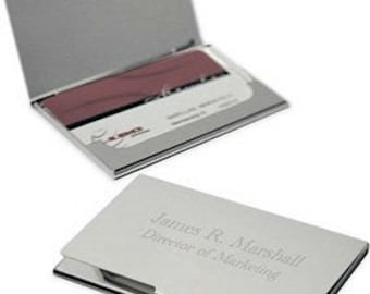 Personalized Plain Metal Business Card Holder - Free Engraving