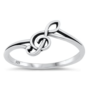 Personalized 925 Sterling Silver Ring - Treble Clef