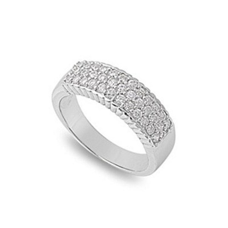 925 Sterling Silver Ring with Cubic Zirconia Free Engraving