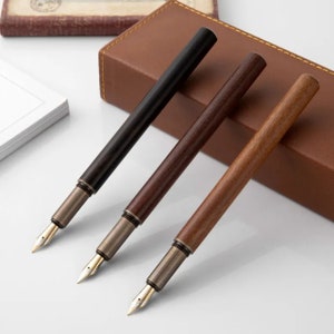 Personalized Retro Metal and Wood Fountain Pen - Free Engraving